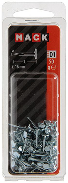 Mack 1017192 - bloc clou acier galvanisé 50 gr16 mm | 10 pièces