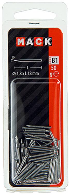 Mack 1017197 - clou diamanté acier non traité 50gr 1,8 x 18 mm | 10 pièces