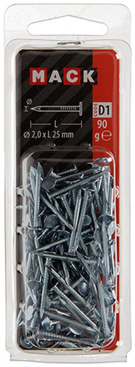 Mack 1017198 - clou de plafond en acier galvanisé 90 gr 2,0 x 25 mm | 5 pièces