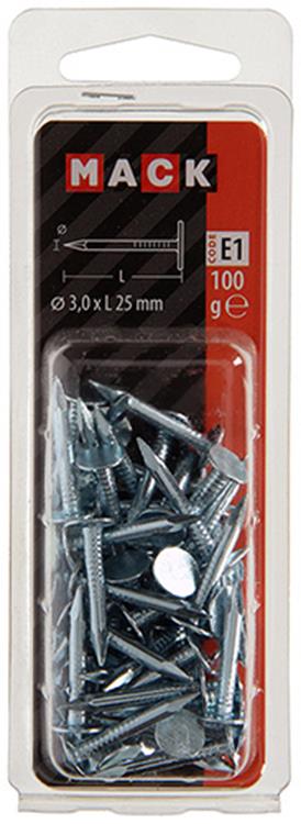 Mack 1017202 - clou de schiste en acier galvanisé 100 gr 3,0 x 25 mm | 5 pièces