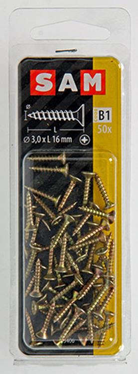 Mack 1017216 - vis pour panneaux d'aggloméré avec tête jaune 50 pcs 3,0 x 16 mm | 10 pièces