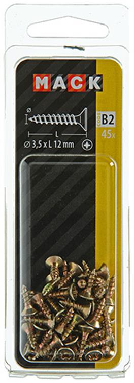Mack 1017221 - vis pour panneaux d'aggloméré avec tête plaquée jaune 45 pcs 3,5 x 12 mm | 10 pièces