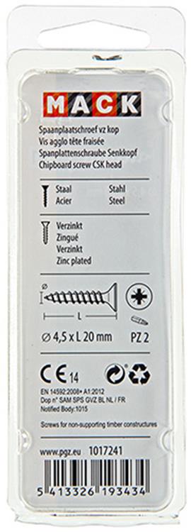 Mack 1017241 - vis pour panneaux d'aggloméré avec tête plaquée jaune 24 pcs 4,5 x 20 mm | 10 pièces