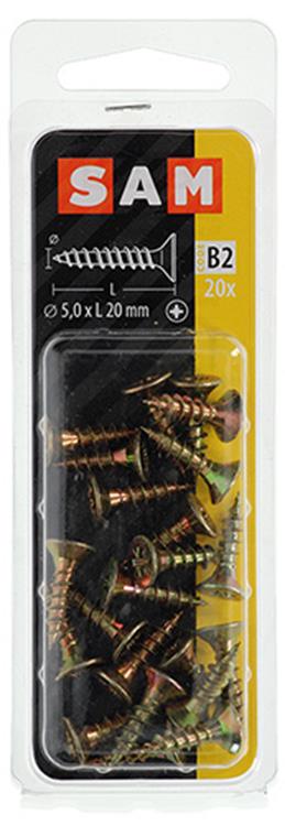 Mack 1017251 - vis pour panneaux d'aggloméré avec tête jaune 20 pcs 5,0 x 20 mm | 10 pièces