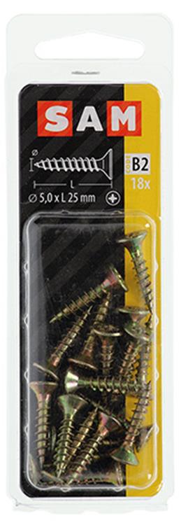 Mack 1017252 - vis pour panneaux d'aggloméré avec tête plaquée jaune 18 pcs 5,0 x 25 mm | 10 pièces