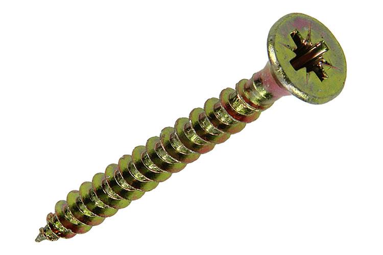 Mack 1017256 - vis pour panneaux d'aggloméré avec tête plaquée jaune 11 pcs 5,0 x 45 mm | 10 pièces