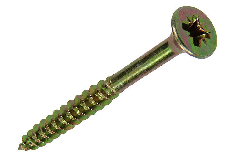 Mack 1017263 - vis pour panneaux d'aggloméré avec tête plaquée jaune. 6 pièces 6,0 x 60 mm | 10 pièces