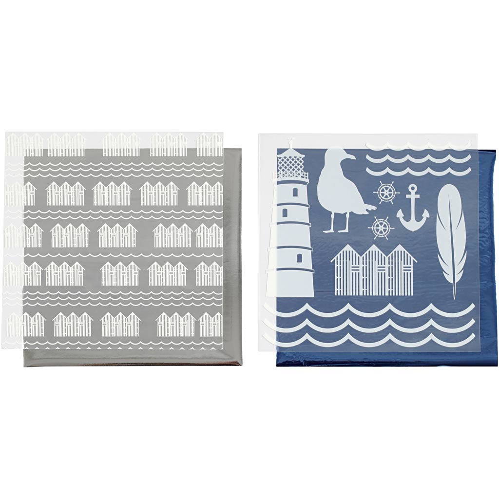 Creativ company Film déco et feuille de transfert, phare, feuille 15x15 cm, bleu, argent, 2x2 feuilles 1 boîte