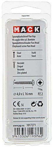 Mack 1017271 - vis pour panneaux d'aggloméré à tête cylindrique plaquée jaune 35 pièces 4,0 x 16 mm | 10 pièces - afbeelding 3