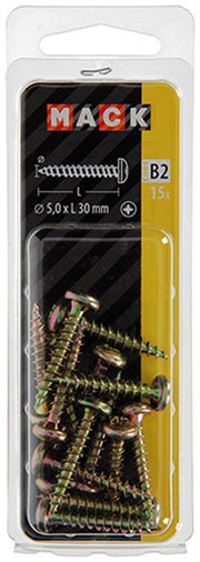 Mack 1017279 - vis pour panneaux d'aggloméré à tête cylindrique plaquée jaune 15 pièces 5,0 x 30 mm | 10 pièces - afbeelding 3