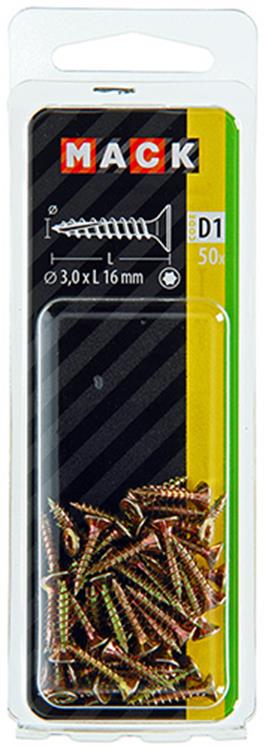 Mack 1017281 - spainplschr.vzkop-selfb. plaqué jaune 50 pcs 3,0 x 16 mm | 10 pièces