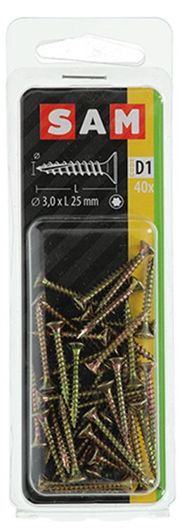 Mack 1017283 - spainplschr.vzkop-selfb. plaqué jaune 40 pièces 3,0 x 25 mm | 10 pièces