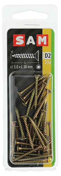 Mack 1017284 - spainplschr.vzkop-selfb. plaqué jaune 35 pièces 3,0 x 30 mm | 10 pièces