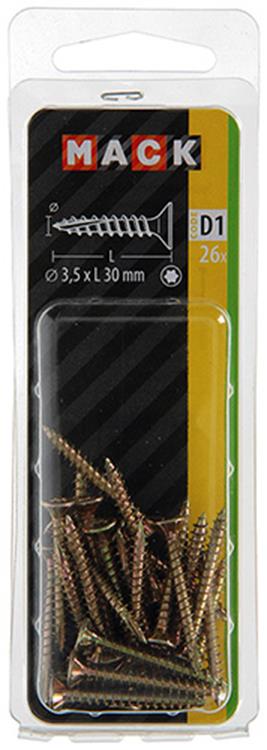 Mack 1017288 - spainplschr.vzkop-selfb. plaqué jaune 26 pcs 3,5 x 30 mm | 10 pièces