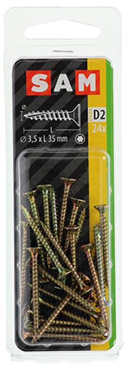 Mack 1017289 - tête de vis à copeaux à monter soi-même plaquée jaune .24 pcs 3,5 x 35 mm | 10 pièces