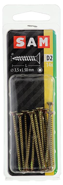 Mack 1017291 - spainplschr.vzkop-selfb. plaqué jaune 14 pièces 3,5 x 50 mm | 10 pièces