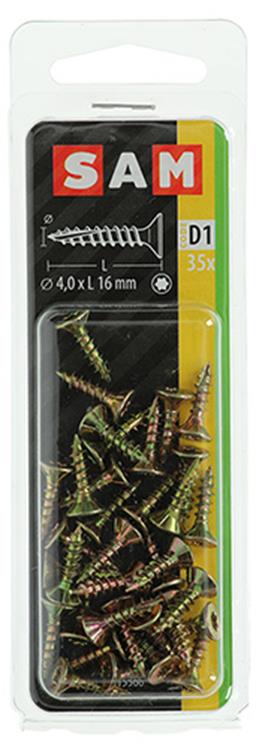 Mack 1017292 - spainplschr.vzkop-selfb. plaqué jaune 35 pièces 4,0 x 16 mm | 10 pièces