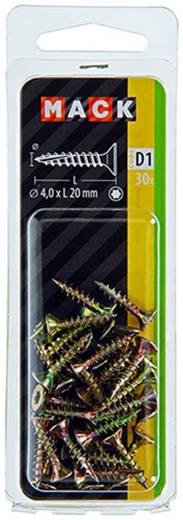Mack 1017293 - spainplschr.vzkop-selfb. plaqué jaune 30 pièces 4,0 x 20 mm | 10 pièces