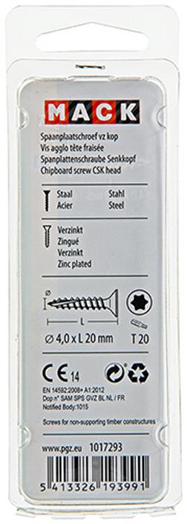 Mack 1017293 - spainplschr.vzkop-selfb. plaqué jaune 30 pièces 4,0 x 20 mm | 10 pièces
