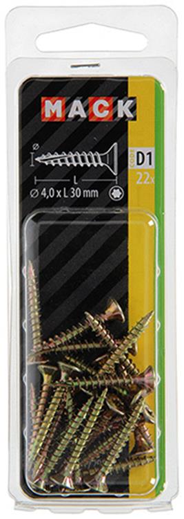 Mack 1017295 - spainplschr.vzkop-auto-assemblage plaqué jaune 22 pièces 4,0 x 30 mm | 10 pièces