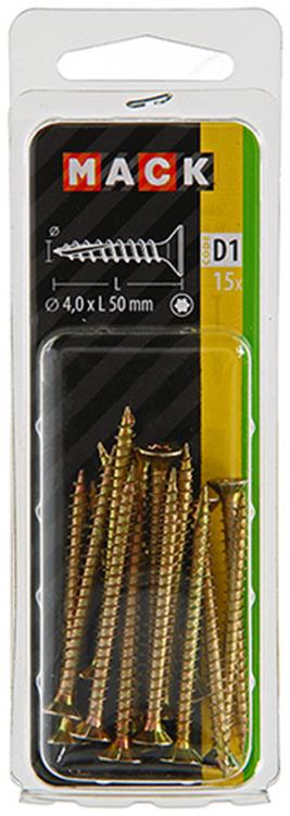 Mack 1017299 - spainplschr.vzkop-selfb. plaqué jaune 15 pièces 4,0 x 50 mm | 10 pièces