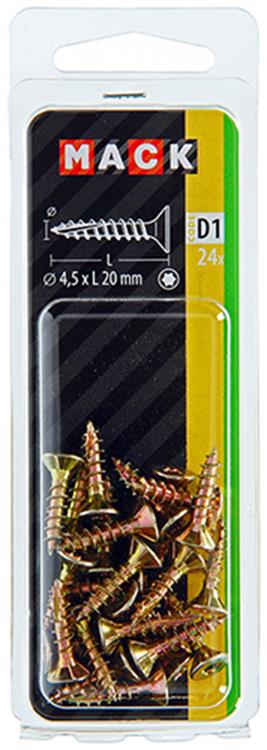 Mack 1017301 - spainplschr.vzkop-auto-assemblage plaqué jaune 24 pièces 4,5 x 20 mm | 10 pièces