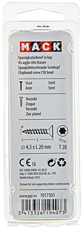 Mack 1017301 - spainplschr.vzkop-auto-assemblage plaqué jaune 24 pièces 4,5 x 20 mm | 10 pièces