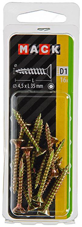 Mack 1017304 - spainplschr.vzkop-selfb. plaqué jaune 16 pcs 4,5 x 35 mm | 10 pièces