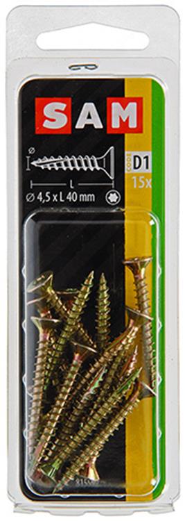 Mack 1017305 - spainplschr.vzkop-auto-assemblage plaqué jaune 15 pièces 4,5 x 40 mm | 10 pièces