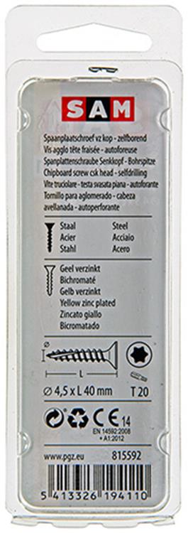 Mack 1017305 - spainplschr.vzkop-auto-assemblage plaqué jaune 15 pièces 4,5 x 40 mm | 10 pièces