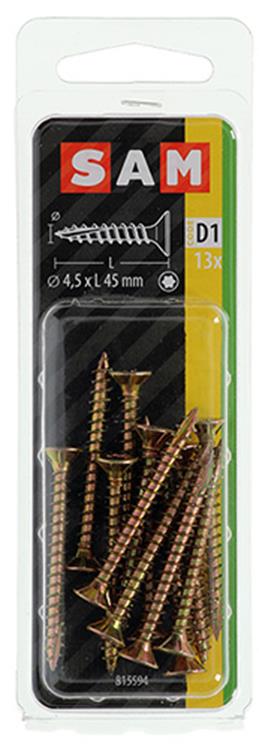Mack 1017306 - spainplschr.vzkop-auto-assemblage plaqué jaune 13 pièces 4,5 x 45 mm | 10 pièces