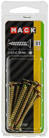 Mack 1017307 - spaanplschr.vzkop-auto-assemblage plaqué jaune 12 pièces 4,5 x 50 mm | 10 pièces - afbeelding 2