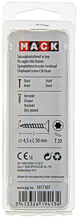 Mack 1017307 - spaanplschr.vzkop-auto-assemblage plaqué jaune 12 pièces 4,5 x 50 mm | 10 pièces - afbeelding 3