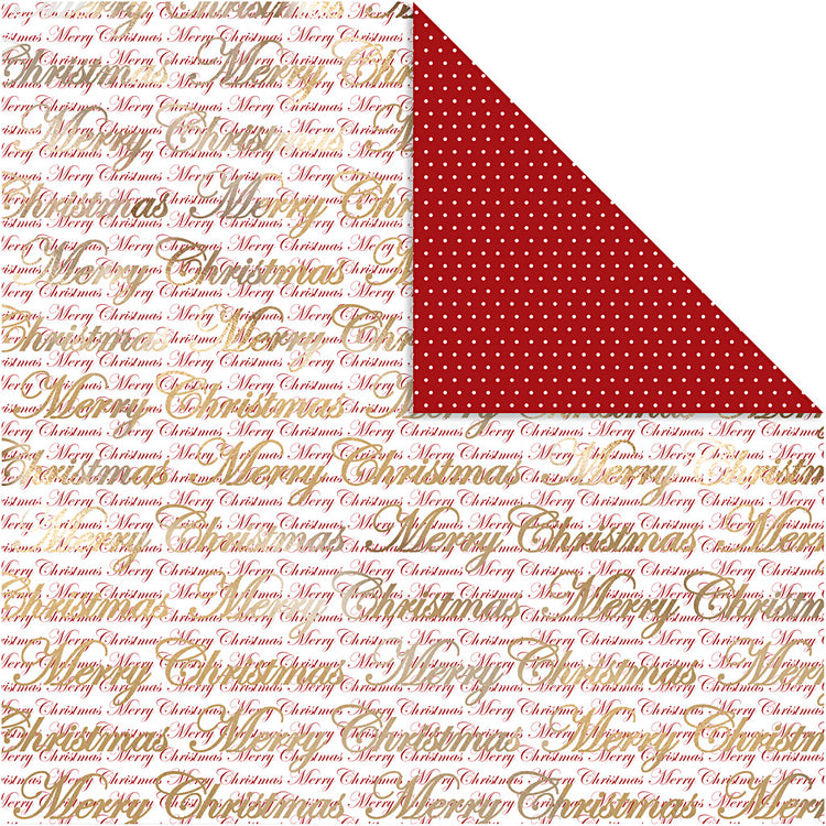 Papier design Vivi Gade, joyeux noël et pois, feuille 30,5x30,5 cm, 180 gr, or, 3 feuilles 1 boîte