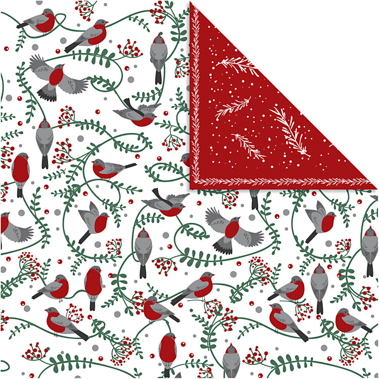 Papier design Vivi Gade, oiseaux et branches, feuille 30,5x30,5 cm, 180 gr, 5 feuilles 1 boîte