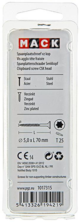 Mack 1017315 - spainplschr.vzkop-auto-assemblage plaqué jaune 7 pièces 5,0 x 70 mm | 10 pièces