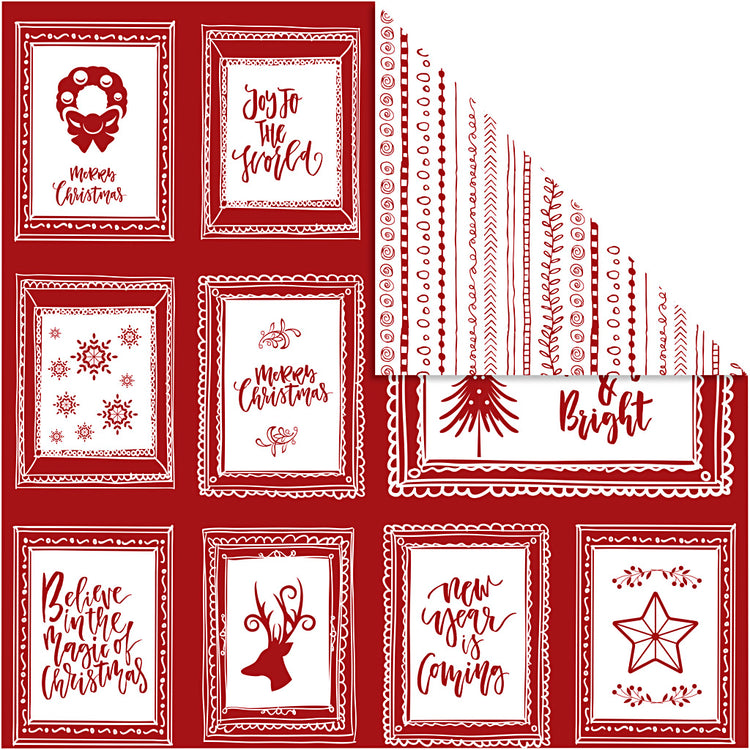 Papier design Vivi Gade, cadres avec texte et griffonnages, feuille 30,5x30,5 cm, 180 gr, 5 feuilles 1 boîte