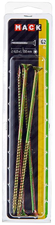 Mack 1017323 - spainplschr.vzkop-selfb. plaqué jaune 4 pièces 6,0 x 150 mm | 5 pièces