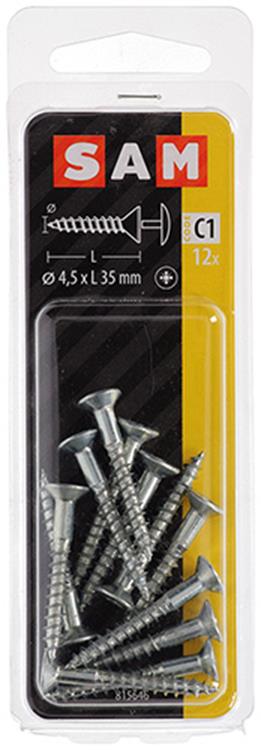 Mack 1017331 - vis avec alésage à tête, acier galvanisé. 12 pièces 4,5 x 35 mm | 10 pièces