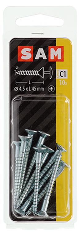Mack 1017333 - vis avec alésage à tête, acier galvanisé. 10 pièces 4,5 x 45 mm | 10 pièces
