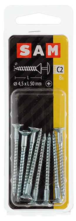Mack 1017334 - vis avec alésage à tête, acier galvanisé. 8 pièces 4,5 x 50 mm | 10 pièces