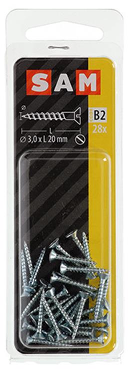 Mack 1017348 - vis à bois tête fraisée galvanisée 28 pcs 3,0 x 20 mm | 10 pièces