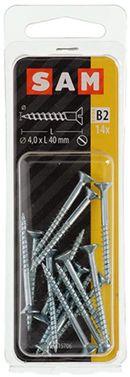 Mack 1017356 - vis à bois tête fraisée galvanisée 14 pcs 4,0 x 40 mm | 10 pièces