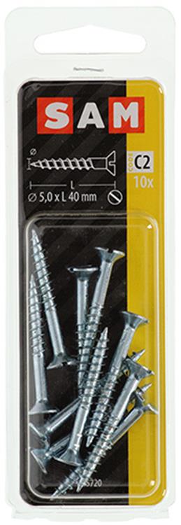 Mack 1017363 - vis à bois tête fraisée galvanisée 10 pcs 5,0 x 40 mm | 10 pièces