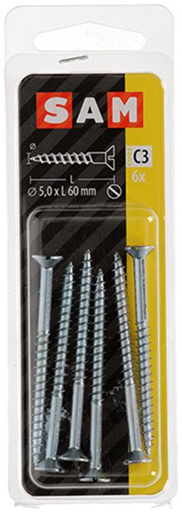 Mack 1017365 - vis à bois tête fraisée galvanisée 6 pcs 5,0 x 60 mm | 10 pièces
