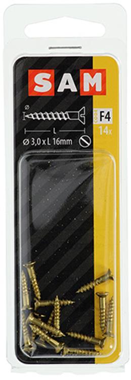 Mack 1019647 - vis à bois tête fraisée laiton 14pcs 3.0 x 16 mm | 10 pièces