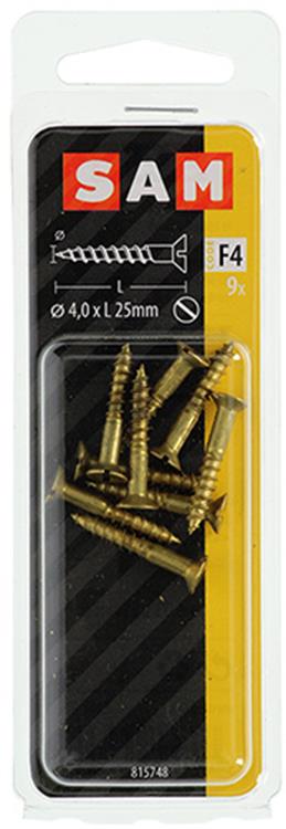 Mack 1019653 - vis à bois tête fraisée laiton 9 pcs 4,0 x 25 mm | 10 pièces