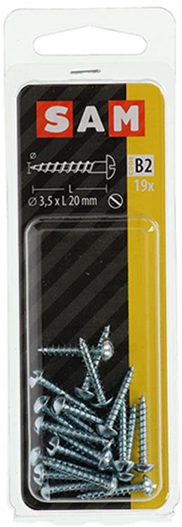 Mack 1017370 - vis à bois tête cylindrique acier galvanisé 19 pcs 3,5 x 20 mm | 10 pièces