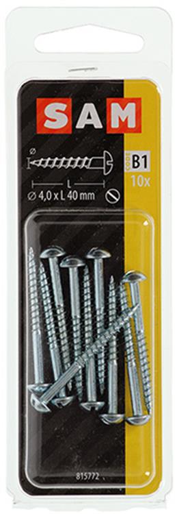 Mack 1017375 - vis à bois à tête cylindrique en acier galvanisé 10 pcs 4,0 x 40 mm | 10 pièces