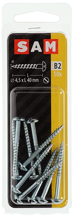 Mack 1017377 - vis à bois tête cylindrique acier galvanisé 10 pcs 4,5 x 40 mm | 10 pièces